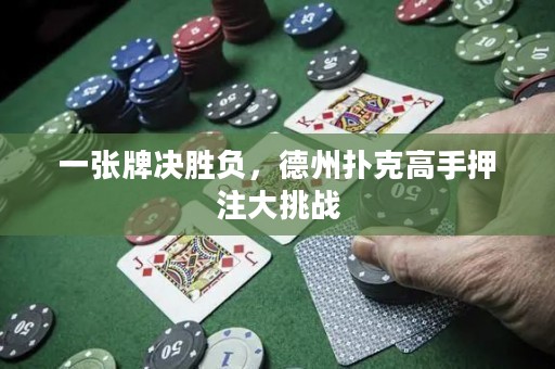 一张牌决胜负，德州扑克高手押注大挑战