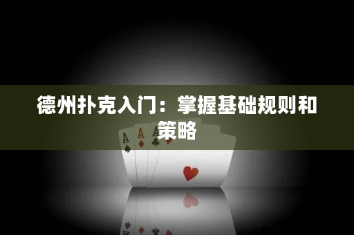 德州扑克入门：掌握基础规则和策略